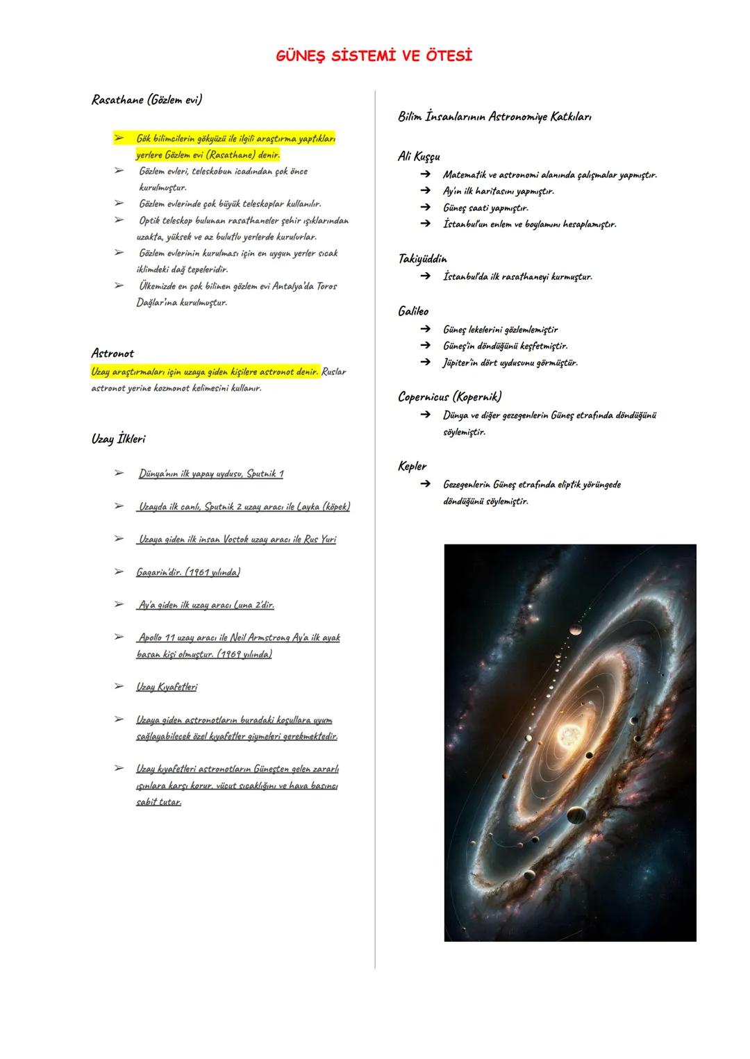 UZAY ARAŞTIRMALARI
A- Uzay Teknolojileri
GÜNEŞ SİSTEMİ VE ÖTESİ
17 yüzyılda teleskobun icadı ile uzay araştırmaları hız kazanmıştır.
Uzay ar