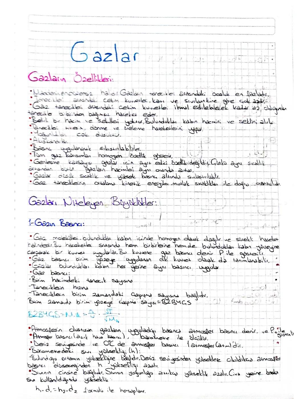 gazların özellikleri 
