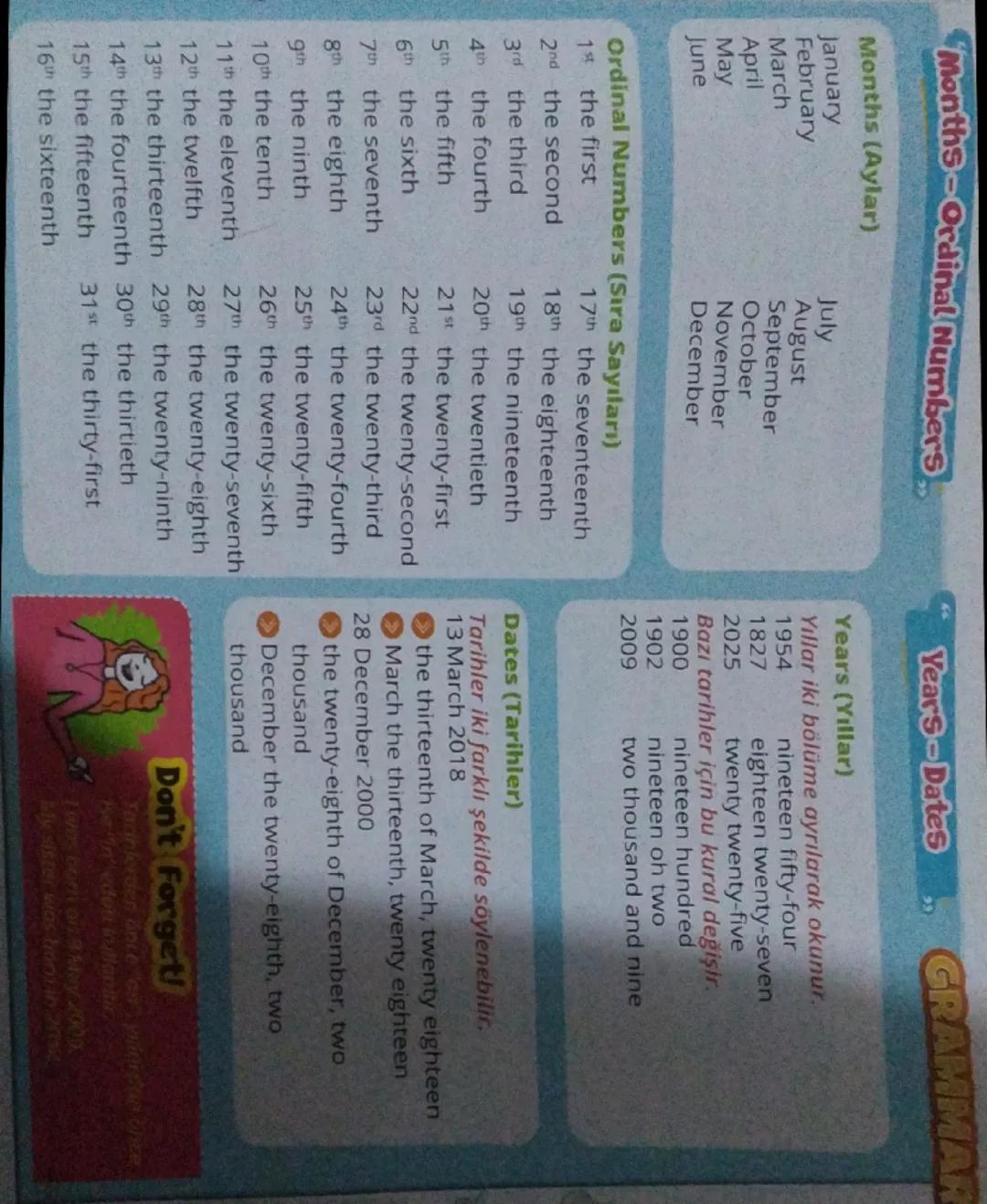 # GRAMMAR

# Months - Ordinal Numbers..

# Months (Aylar)
January
February
March
April
May
June
July
August
September
October
November
Decem