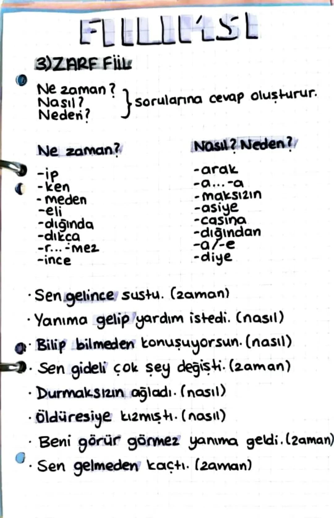 FILLEST
1) İSİM FILL
·Bu sorunun cevabını öğrenmek istiyorum.
Fiil kök veya gövdesine getirilen:
-me/-ma-mek/-mak; -is 1-15 1-us l-lis
ekler