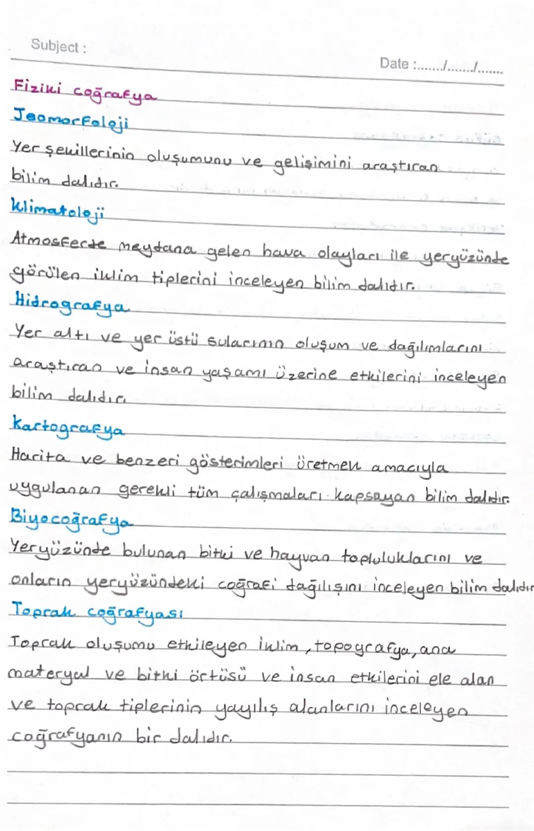 Subject:
Doğal ortam
Date ..............
Doğal sactar etkisiyle gelişen olayların oluşturduğu ortamdır.
Yeryüzündeki temel ortamı ve doğal s