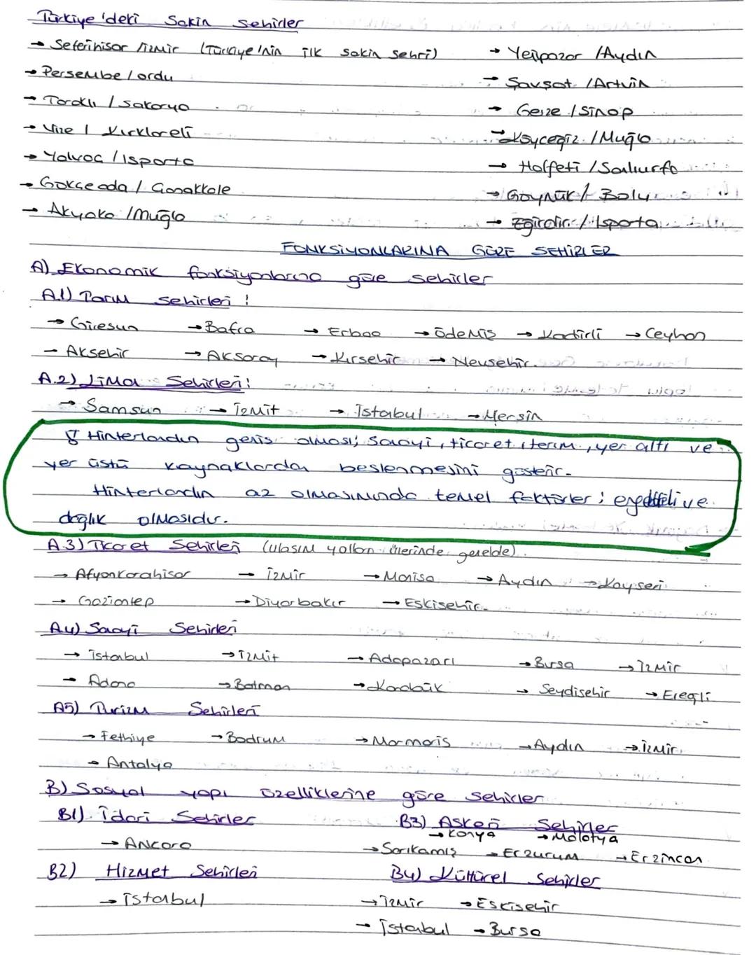 fonksiyonlarına göre şehirler