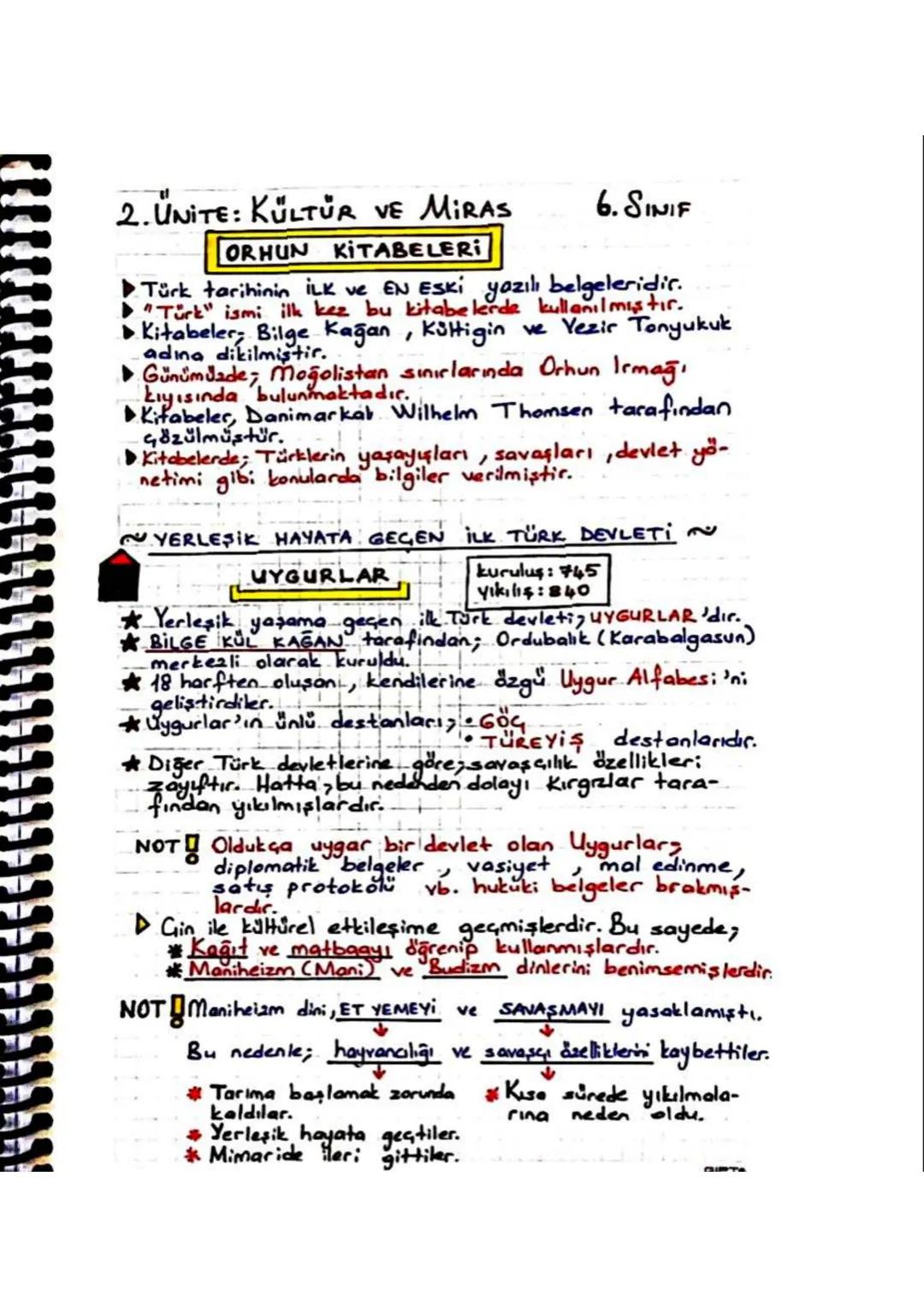 2.UNITE: KÜLTÜR VE MIRAS
ORHUN KITABELERI
6.SINIF
Türk tarihinin ilk ve EN Eski yazılı belgeleridir.
"Türk" ismi ilk kez bu kitabelerde kull