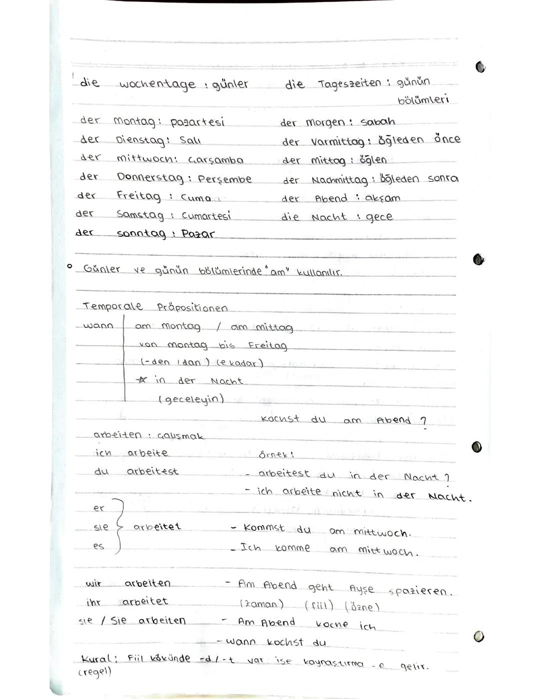 Almanca Günler ve Haftalar - Konu Anlatımı ve Detaylar