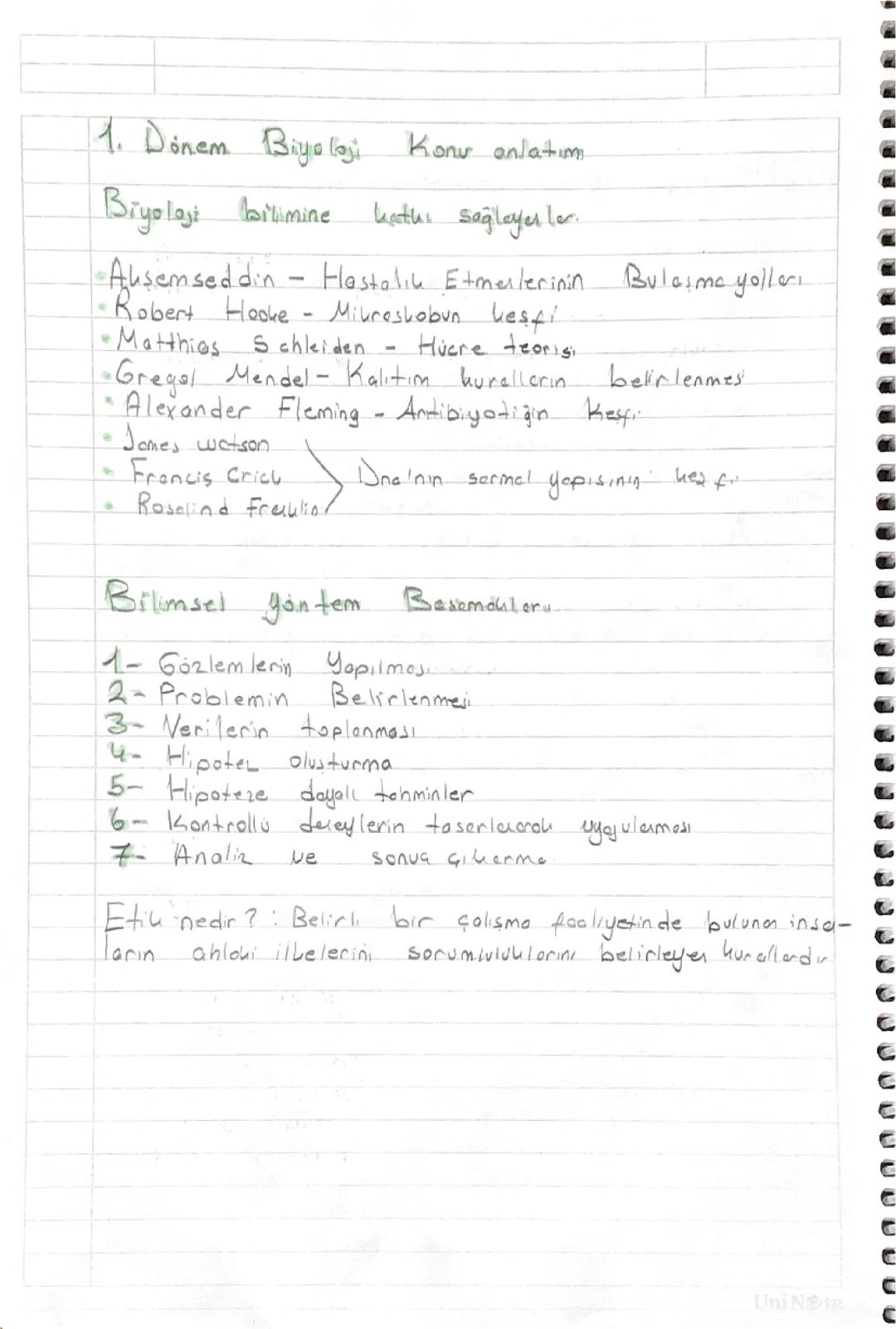 9. SINIF 1. DÖNEM BİYOLOJİ KISA DERS NOTLARI 💚