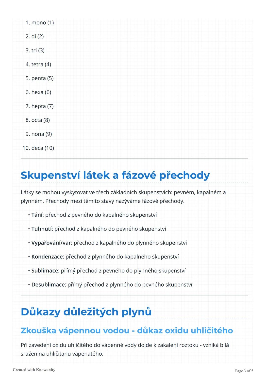 Shrnutí základů chemie pro 8.
třídu
Přehled základních chemických pojmů, klasifikace látek, uhlovodíků, skupenství a
chemických reakcí pro 8