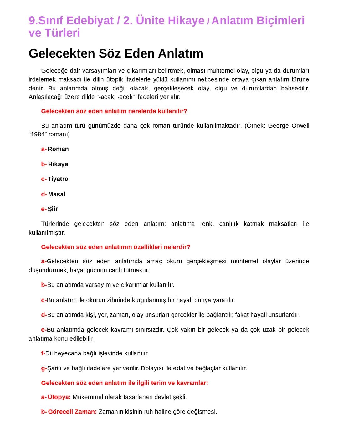 9. Sınıf Edebiyat - Hikaye Ünitesi: Anlatım Biçimleri ve Türleri (Final Bölüm)