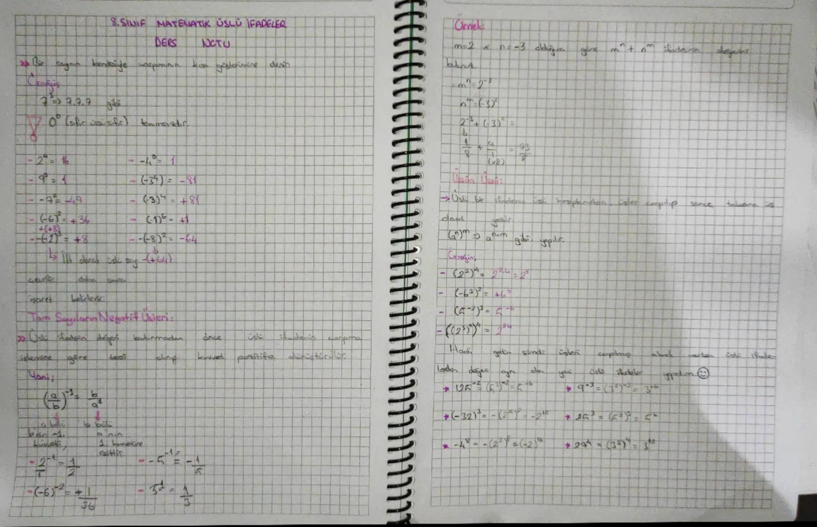 8. SINIF MATEMATIK ÜSLÜ İFADELER
DERS
NOTU
deva gösterimine denin
Bir saynın kendaiye warpımının
Cronyes
77.7.7 giai
0° (sific ussisific) te
