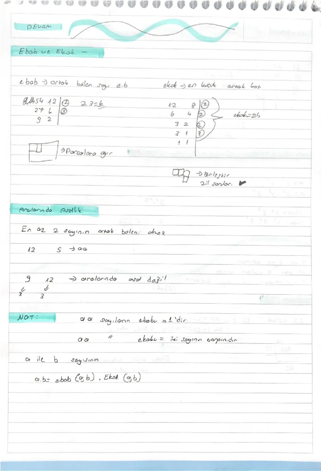 matematik

Carpanlar ve katlar

Garpan. 12 $\rightarrow$ 1, 2, 3, 4, 6, 12

Katları. 12 $\rightarrow$ 12, 24, 36, 48, 60

*Bölünebilme Kural