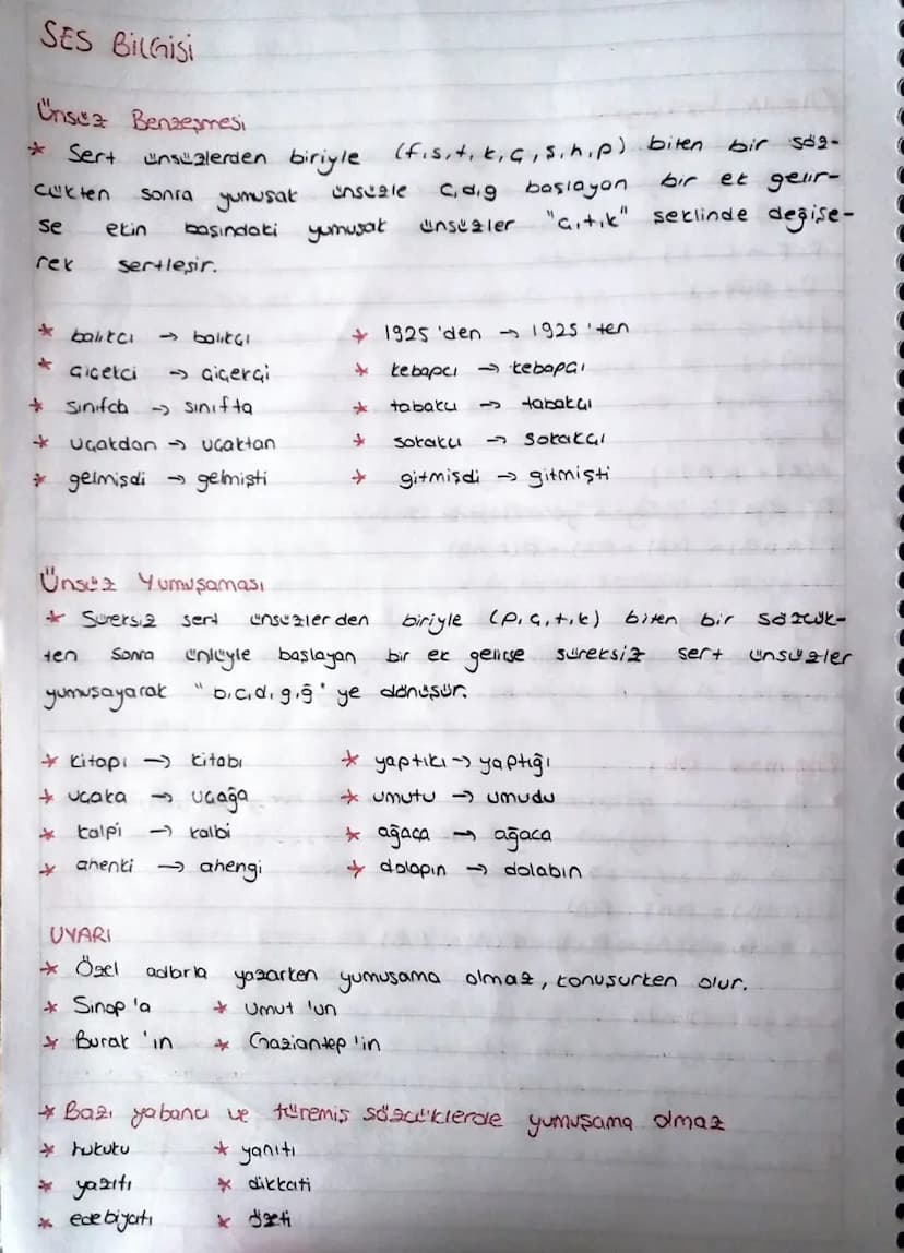 SES BILGIS
Ünsüz Benzeşmesi
(fis, t, k, G, s. hip) biten
149
başlayan
ünsüzler
bir
bir 563-
et geur-
"artık" şeklinde değise-
* Sert
Unswale