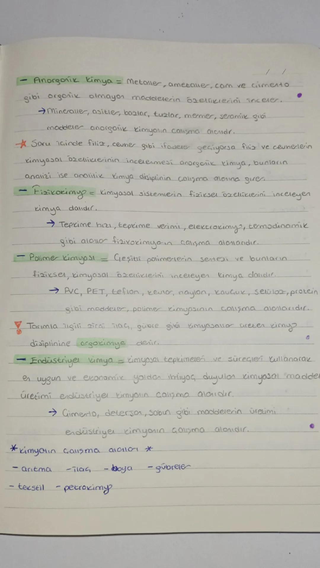 B. Kimya Disiplinieri ve kimyacıların Galisma Aichiori...

Kimya Disiplinleri

- Biyokimya = Canlıların yapısında yer alan kimyasal maddeler