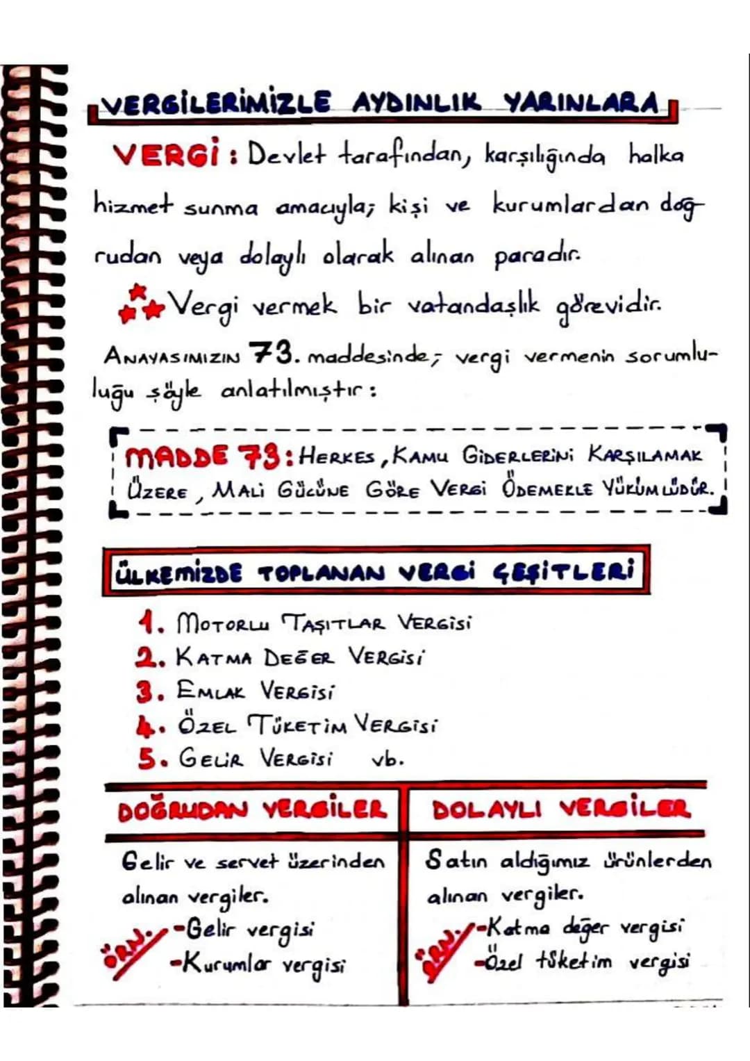 VERGİLERİMİZLE AYDINLIK YARINLARA |
VERGI: Devlet tarafından, karşılığında halka
hizmet sunma amacıyla; kişi ve kurumlardan doğ
rudan veya d