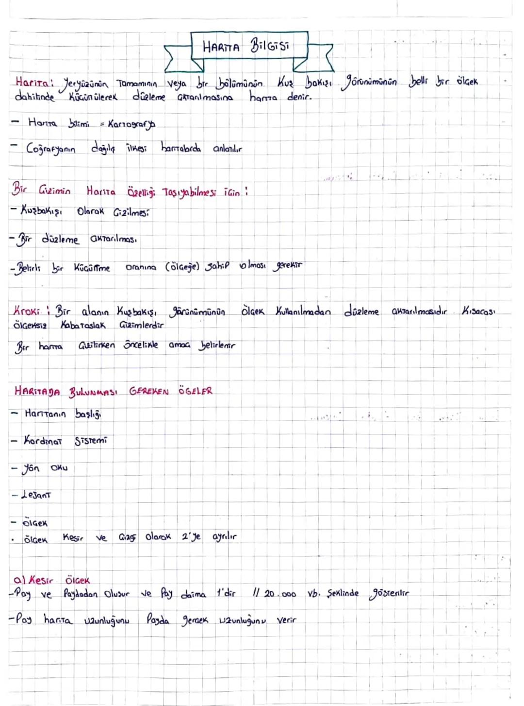 HARITA Bilgisi
Harita: Yeryüzümün Tamamının veya bir bölümünün Kuş bakışı görünümünün belli bir ölçek
dahilinde Kücünülerek düeleme aktarılm