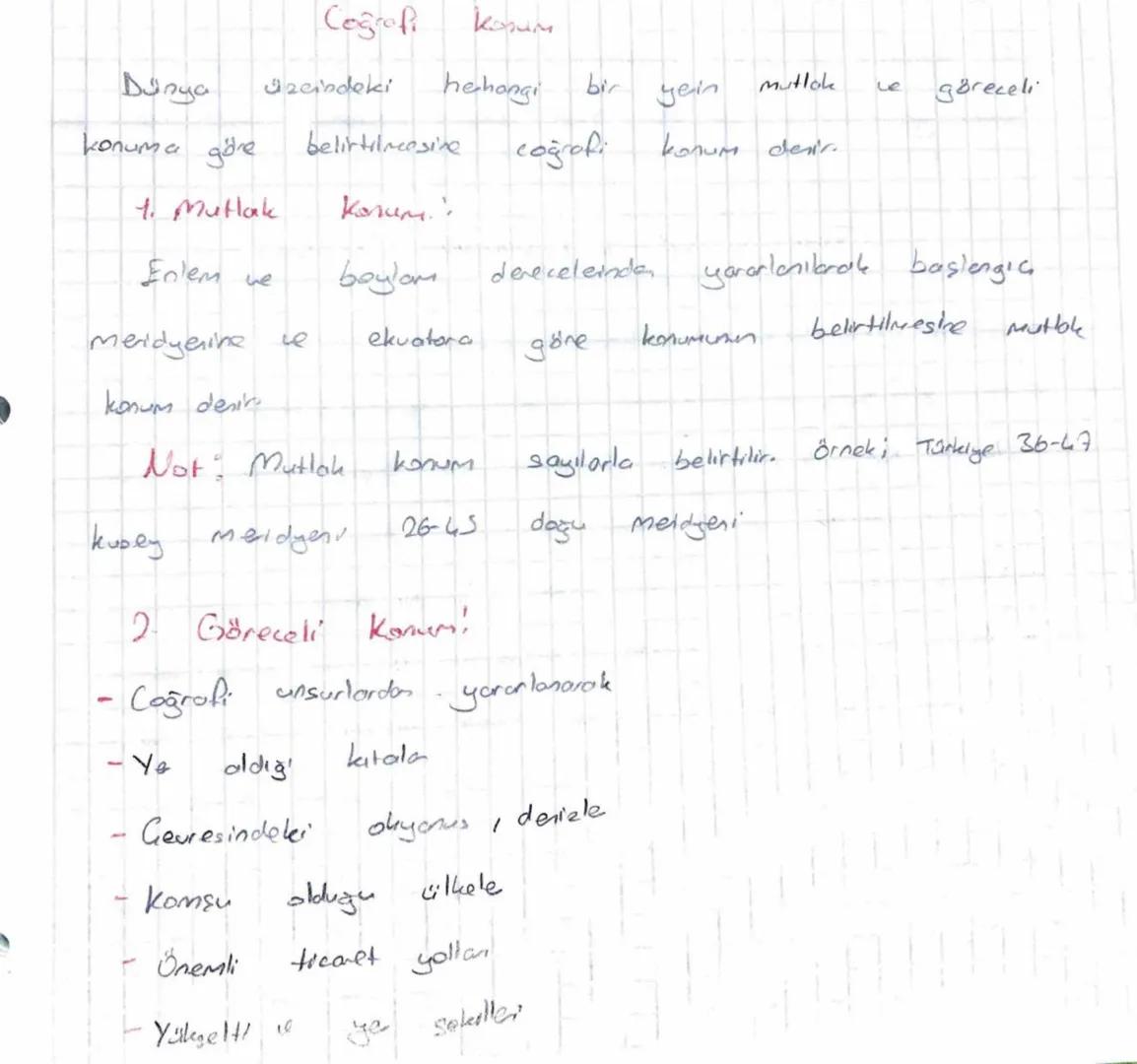 Cegrofi
konum
Dünya
Jzcindeki
hehong
bir
mutlak
yein
Le
göreceli
konuma göre
belirtilmesine
coğrafi
konum denir.
1. Mutlak
Korums:
Enlem e
b