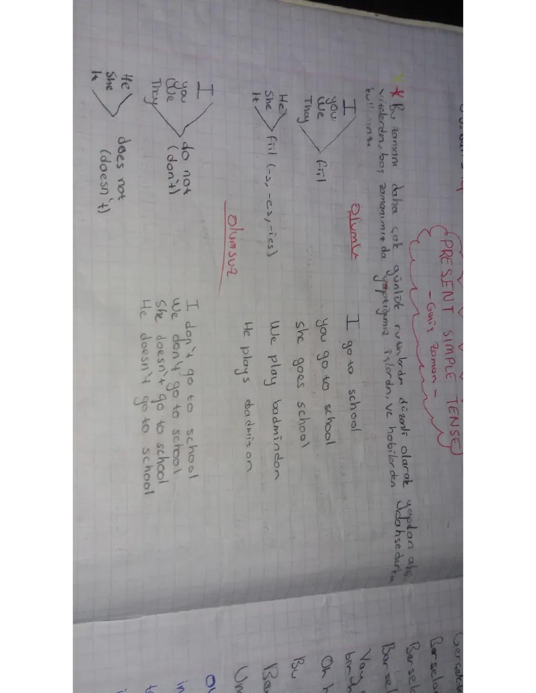 İngilizce Present Simple Tense (Geniş Zaman) Ders Notları