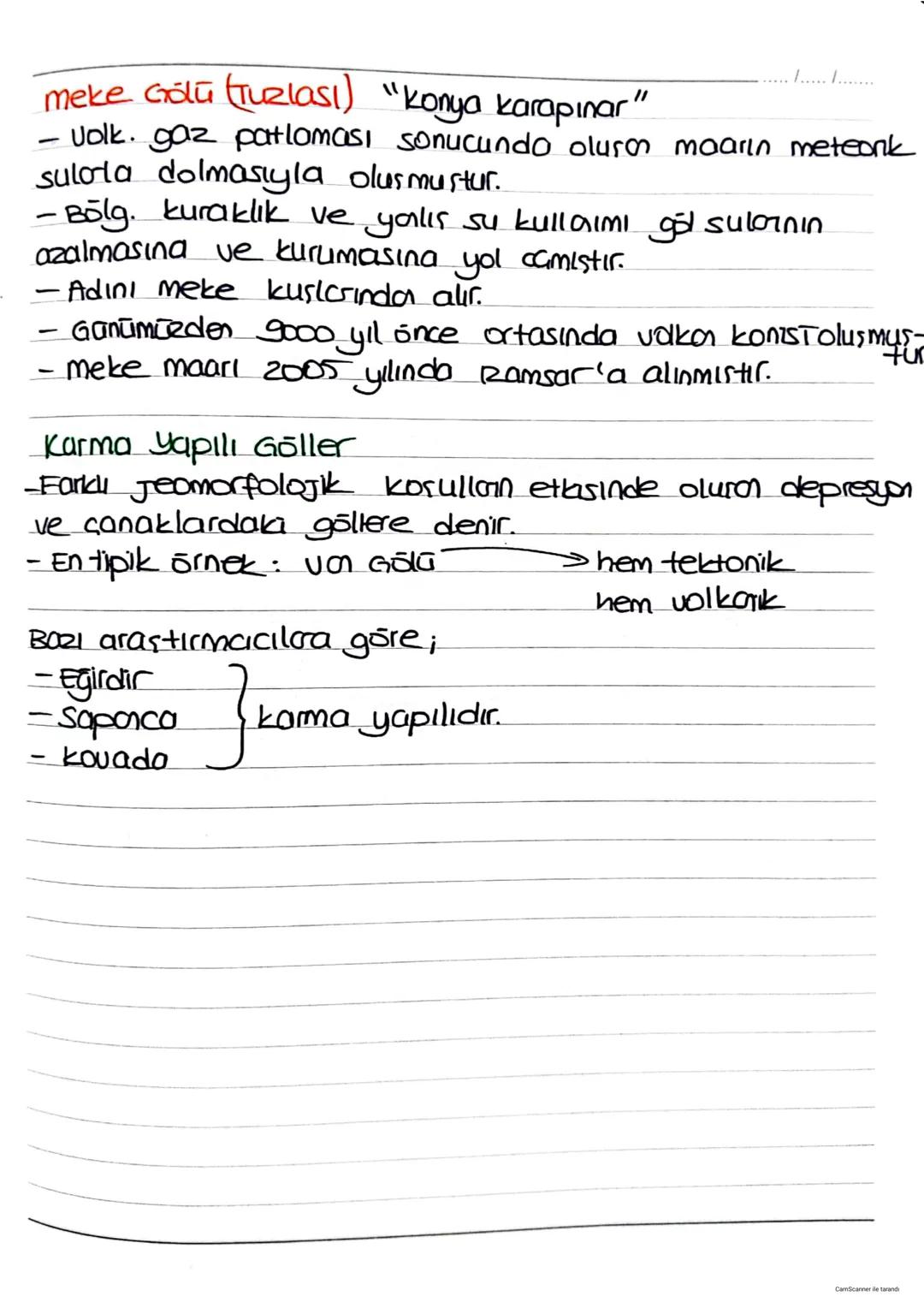 TÜRKİYE'DEKİ GÖLLER
1..... .......
karalar üzerindeki çukur alanlara suların dolmasıyla
Oluşan birkintilere göll denir.
Bütün tabanında su i