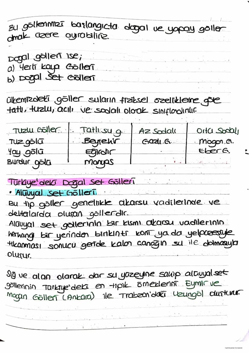 TÜRKİYE'DEKİ GÖLLER
1..... .......
karalar üzerindeki çukur alanlara suların dolmasıyla
Oluşan birkintilere göll denir.
Bütün tabanında su i