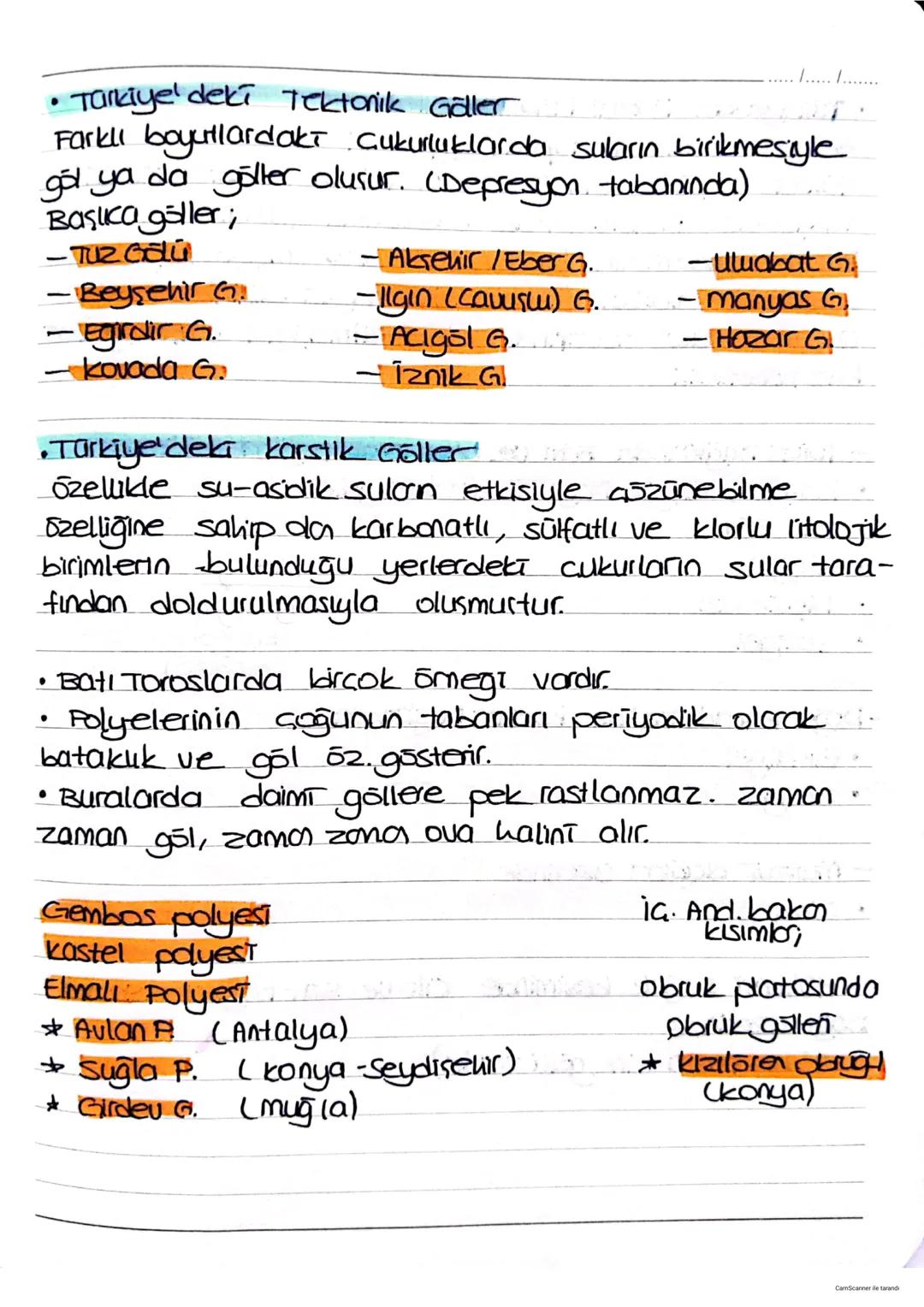 TÜRKİYE'DEKİ GÖLLER
1..... .......
karalar üzerindeki çukur alanlara suların dolmasıyla
Oluşan birkintilere göll denir.
Bütün tabanında su i