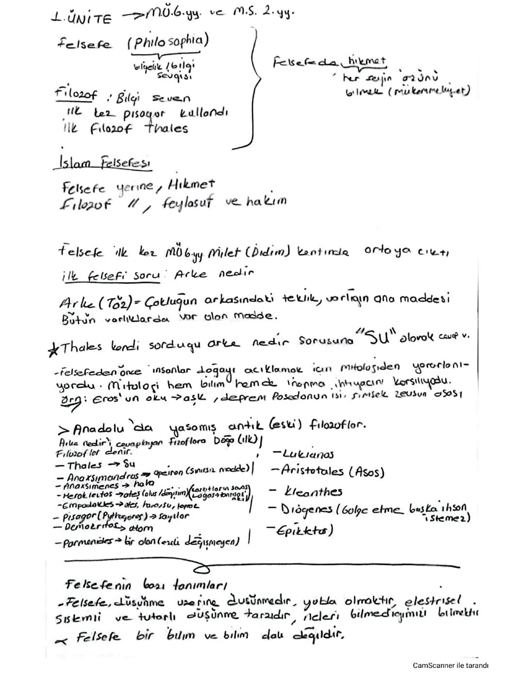 Felsefe 1. ünite