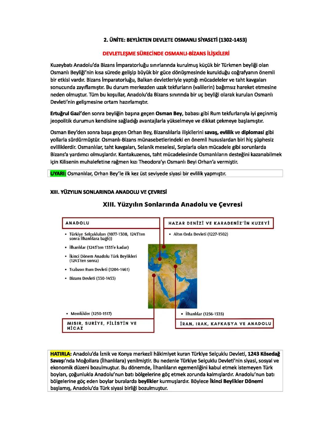 Osmanlı-Bizans İlişkileri ve Savaşları: 10. Sınıf İçin Basit Özet