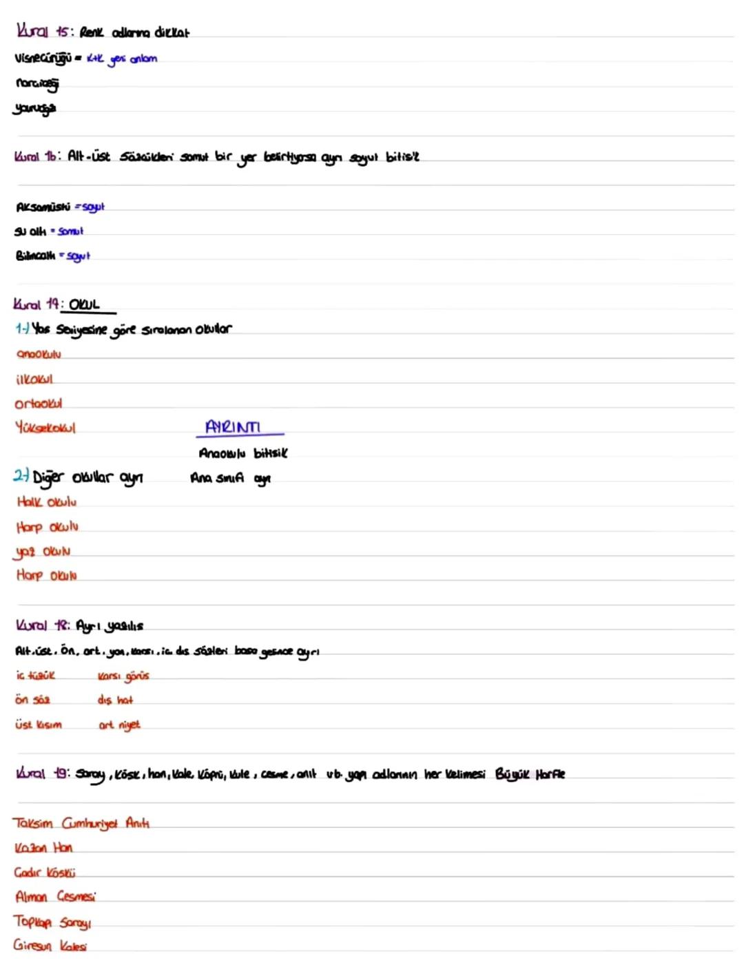 # Jarim Kurallars

Kural 1: Bütün Kelime gryplan ayrı yazılır. Kelime + Kelime → Yeni anlam Olusmad Ayrı yaz

Kelime + Kelime
↓
Yeni Anlam
↓