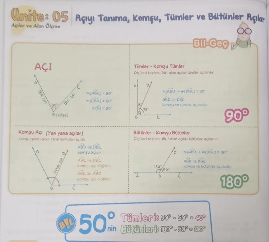 6. Sınıf Matematik: Komşu, Tümler ve Bütünler Açıları Öğrenin