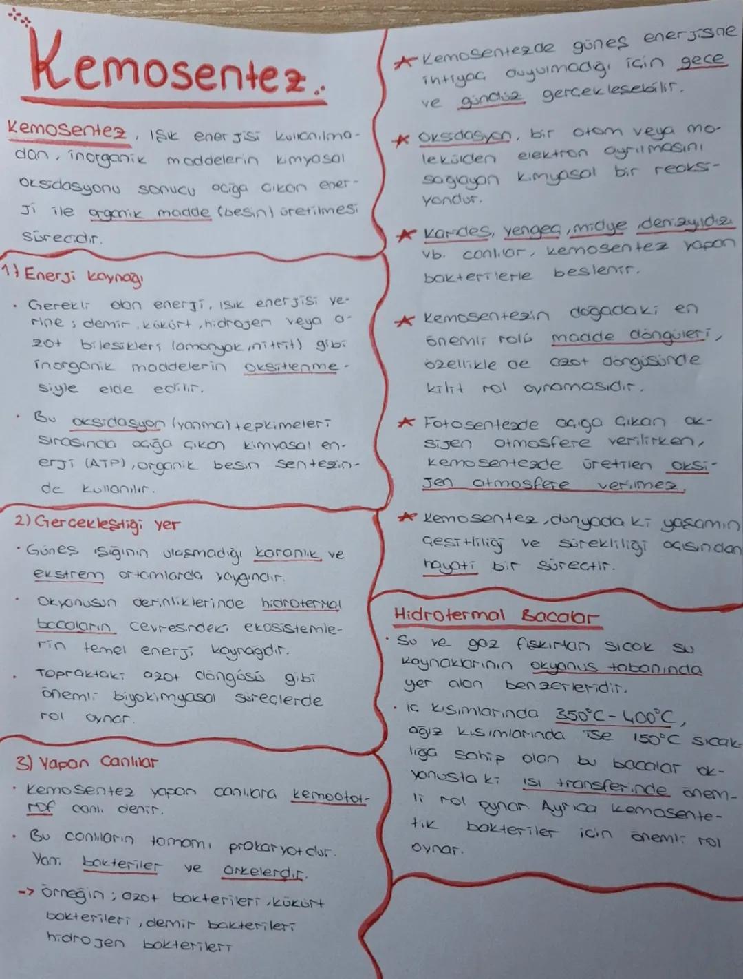 # Kemosentez...

kemosentez, Işık enerjisi kucnilma-
dan, inorganik moddelerin kimyasal
oksidasyonu sonucu ociga çıkan ener
Ji ile organik m