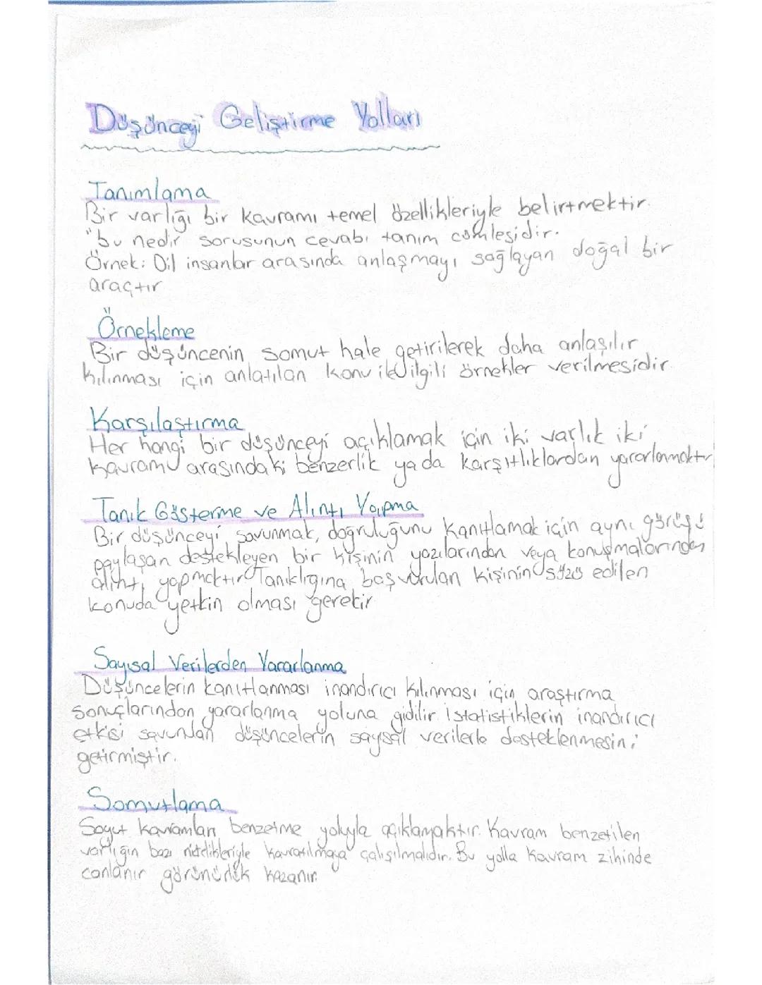 Düşünceyi Geliştirme Yolları: 9. Sınıf Edebiyat Ders Notları