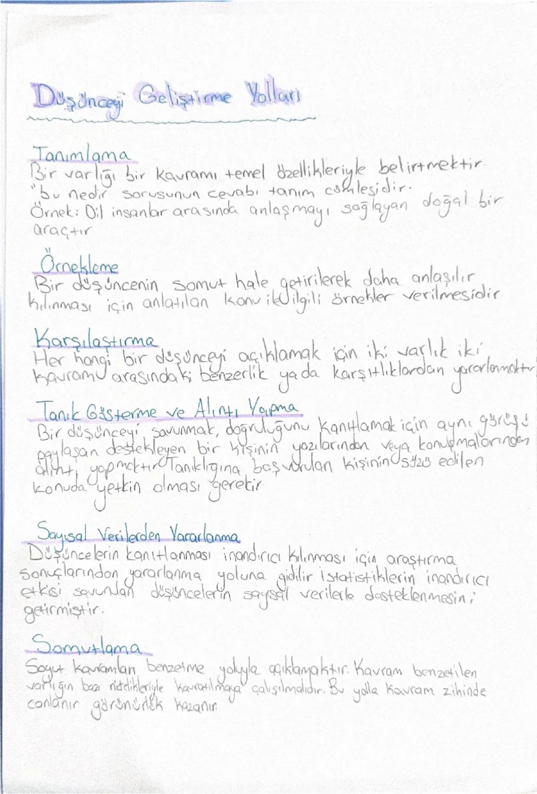 Düşünceyi Geliştime Yollan
Tanımlama
Bir varligi bir kavramı temel özellikleriyle belirtmektir.
"bu nedir sorusunun cevabı tanım comlesidir.