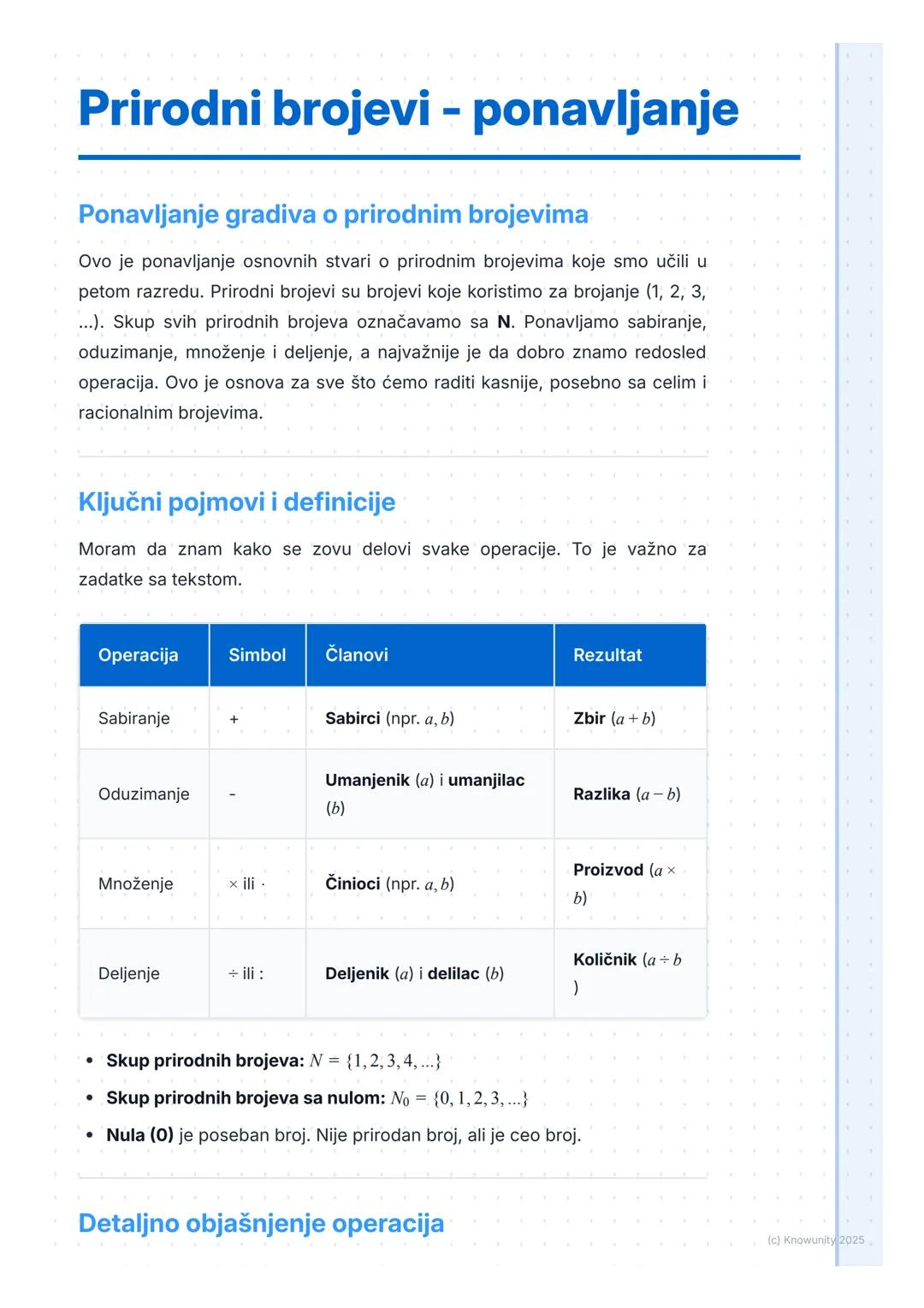 # Prirodni brojevi - ponavljanje

## Ponavljanje gradiva o prirodnim brojevima

Ovo je ponavljanje osnovnih stvari o prirodnim brojevima koj