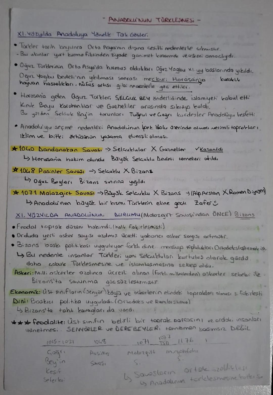 ANADOLU'NUN TÜRKLESMESI
X1.Yazyilda Anadoluya Yönelik Türk Göçler
•Türkler tarih boyunca Orta Asya'nın dışına çesitli nedenlerle çıkmıştır.
