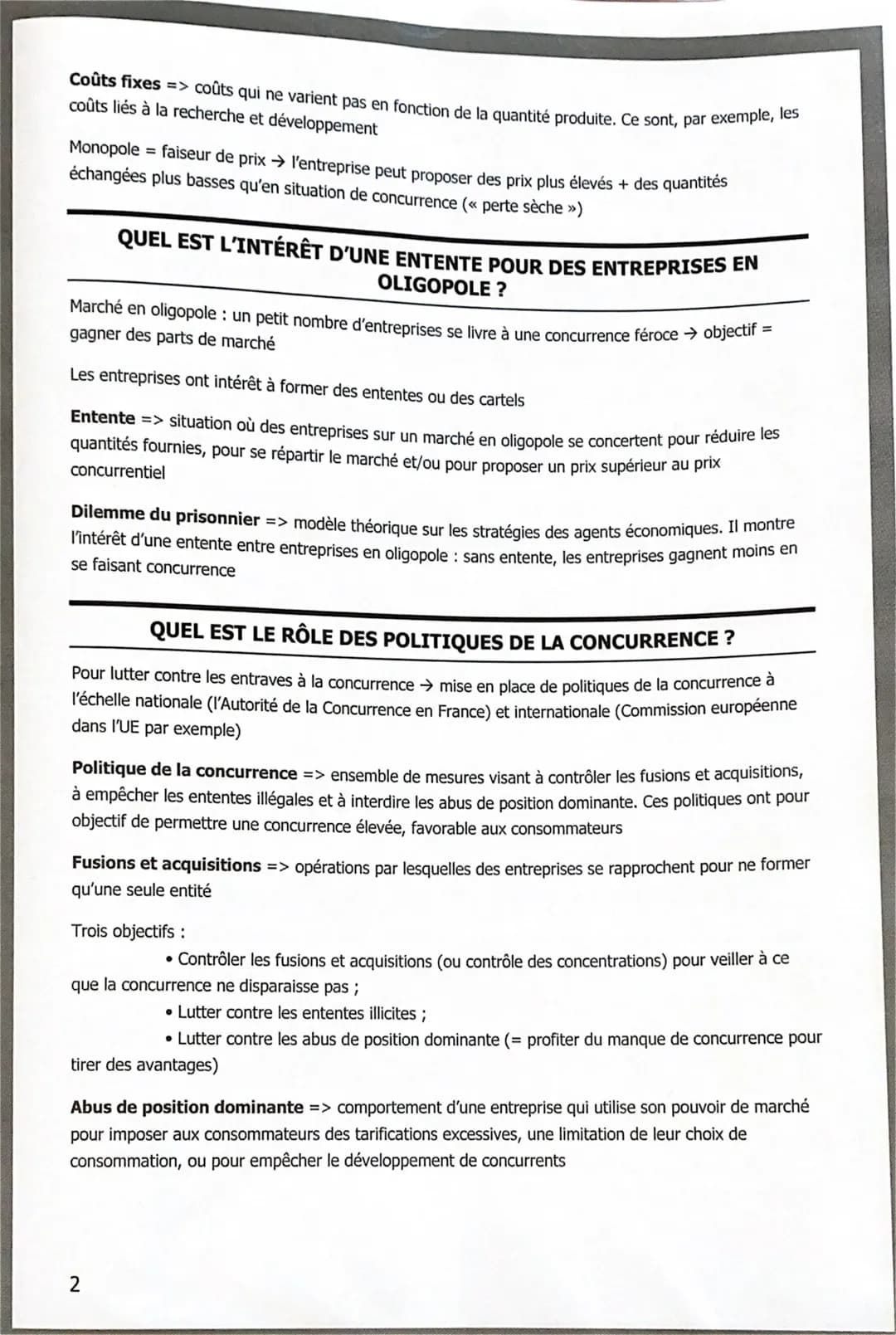 2 – COMMENT LES MARCHÉS
IMPARFAITEMENT
CONCURRENTIEL
FONCTIONNENT-ILS ?

QUELLES SONT LES SOURCES D'UN POUVOIR DE MARCHÉ ?
Les agents peuven