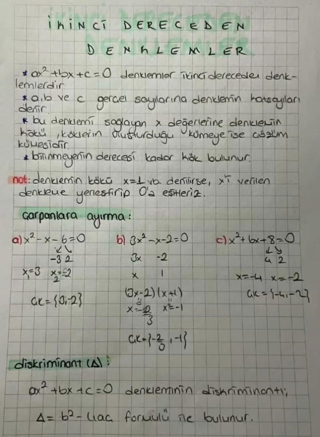 # İkinci DERECED EN

# DENHLEMLER

*ox²+bx+c=0 denkiemior ikinci dereceder denk-
lemlerdir
* aib ve c gerael sayılarına denklemin katsayılar