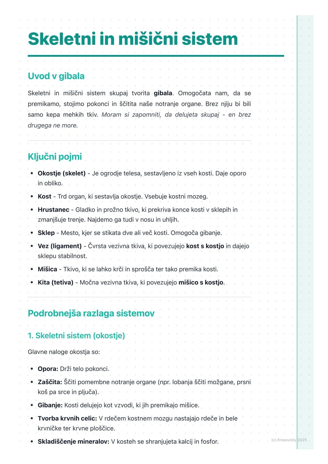 # Skeletni in mišični sistem

Uvod v gibala

Skeletni in mišični sistem skupaj tvorita gibala. Omogočata nam, da se
premikamo, stojimo pokon