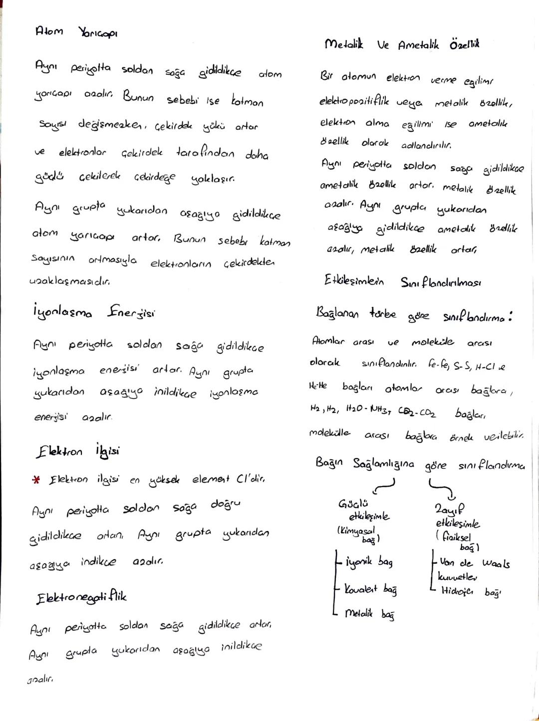 # Atom Yarıçapıι

Aynı periyatta soldan soğa gidildikçe atom
yoriçapı azalır. Bunun sebebi ise kotmon
Sayısı değişmezken, çekirdek yükü arta