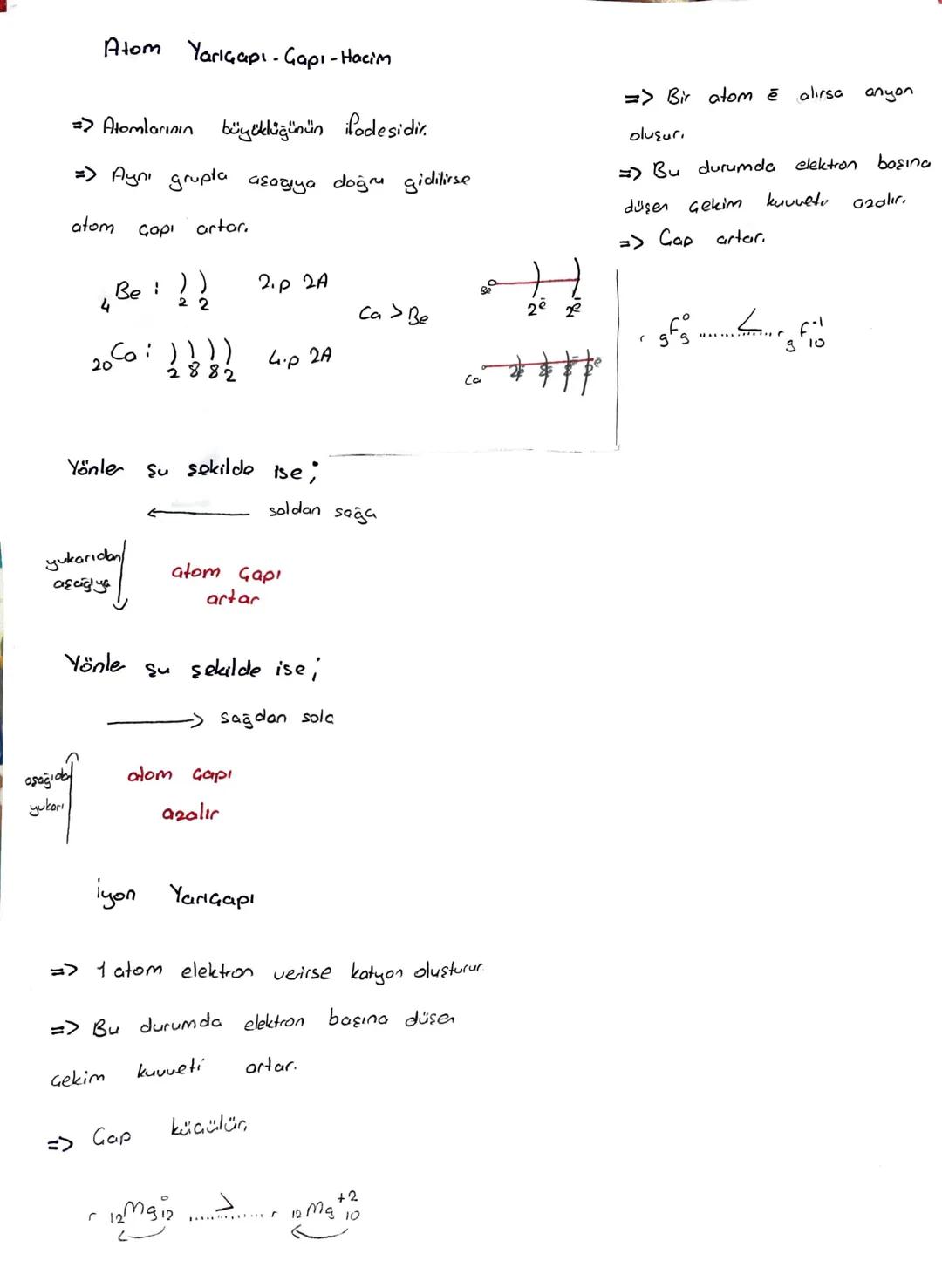 # Atom Yarıçapıι

Aynı periyatta soldan soğa gidildikçe atom
yoriçapı azalır. Bunun sebebi ise kotmon
Sayısı değişmezken, çekirdek yükü arta