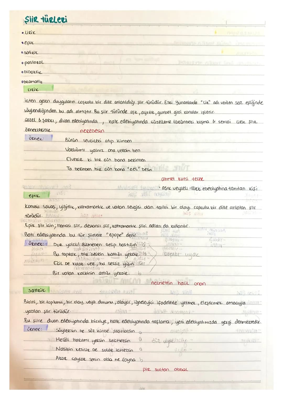 Şiir türleri
•Lirik
epik
osalieik
pastoral
o Didaktik
Deamatik
LIRIK
iaten gelen duyguların coşkulu bir dille anlatıldığı şiir türüdür. Eski