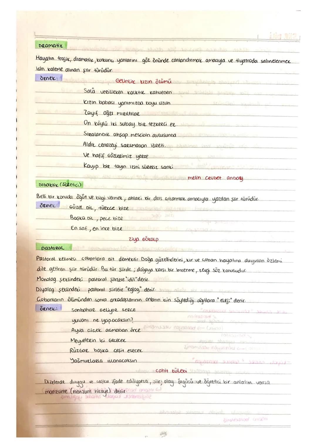 Şiir türleri
•Lirik
epik
osalieik
pastoral
o Didaktik
Deamatik
LIRIK
iaten gelen duyguların coşkulu bir dille anlatıldığı şiir türüdür. Eski