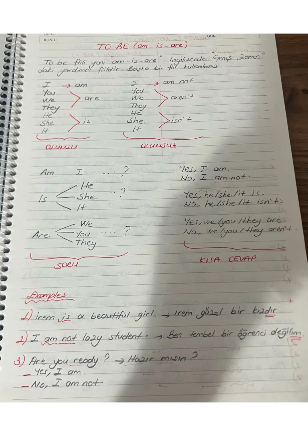 KONU
KILLAMOTTAM
STL GÜN :
TO BE Cam-is- are)
To be fiili yoni am-is-are"
Ingilizcede "Genis Zamon"
daki yardımcı fildir. Başka bir fil kull