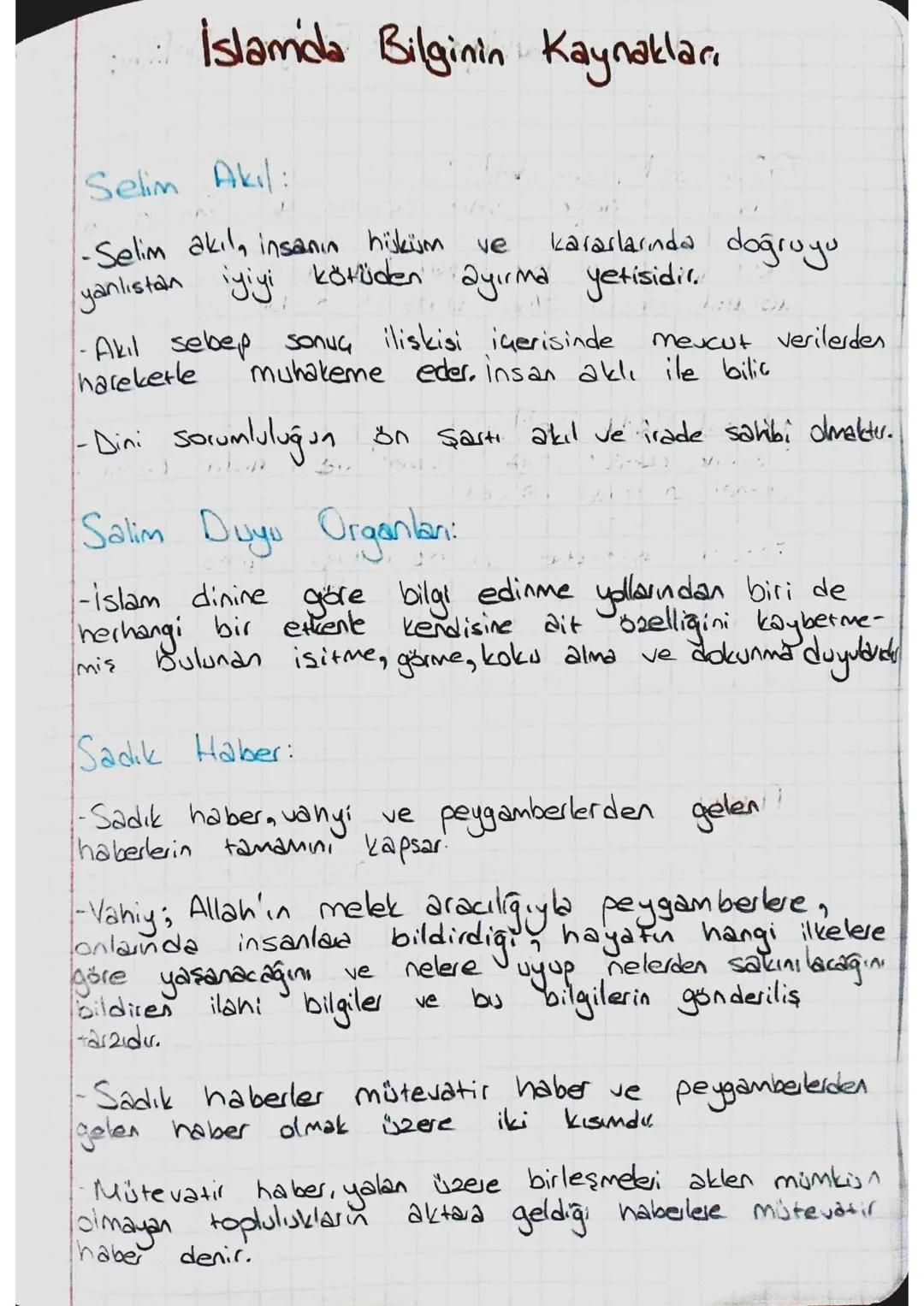 İslam'a bilginin kaynağı ve delilleri