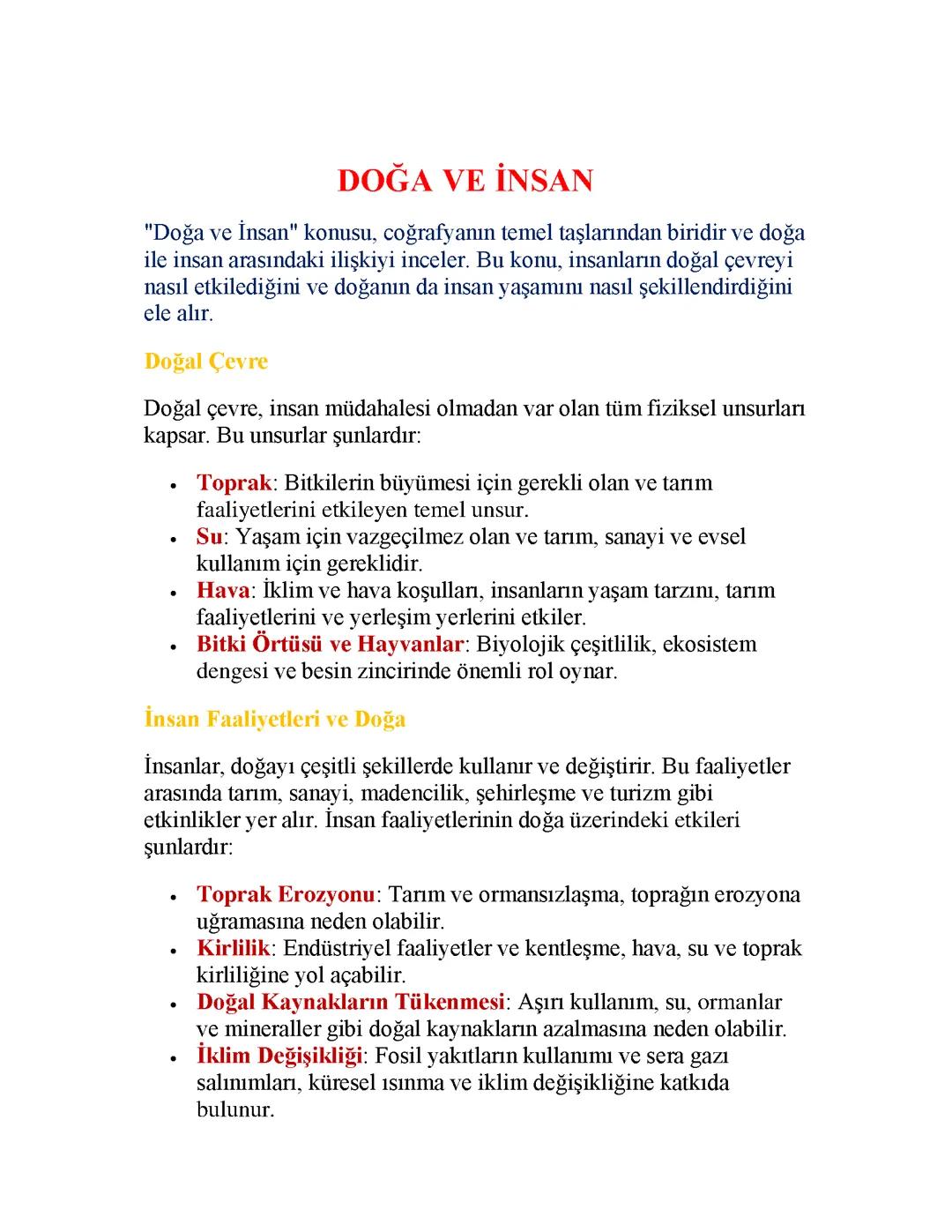DOĞA VE İNSAN