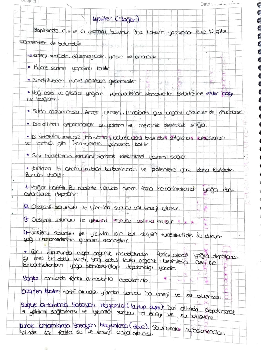 Date :
Lpitter (Yağlar)
Yopilando C, H ve o atomar buluhur. Bazı lipitter yapısındo P.ve N gibi
elementer de bulunabilir.
Senerji vericidir,