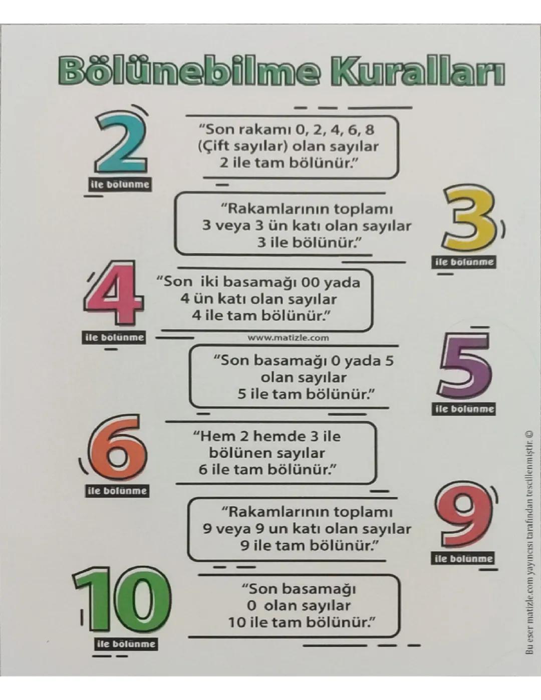 Bölünebilme Kuralları ve Örnek Çözümler