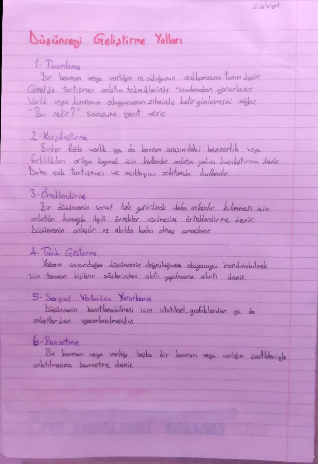 Düşünceyi Geliştirme Yolları

1- Tanımlama

Bir kavram veya varlığın ne olduğunun açıklanmasına tanım denir.
Genelde tartışmacı anlatım tekn