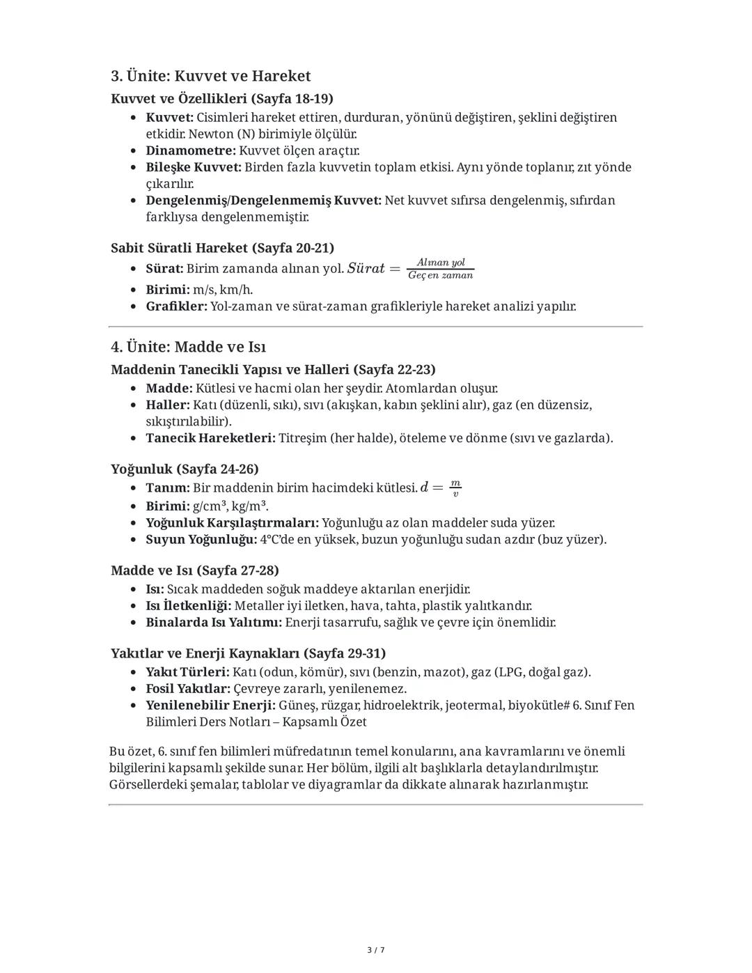 6. Sınıf Fen Bilimleri Ders Notları - Kapsamlı Özet
Bu özet, 6. sınıf fen bilimleri müfredatının temel konularını, ana kavramlarını ve öneml
