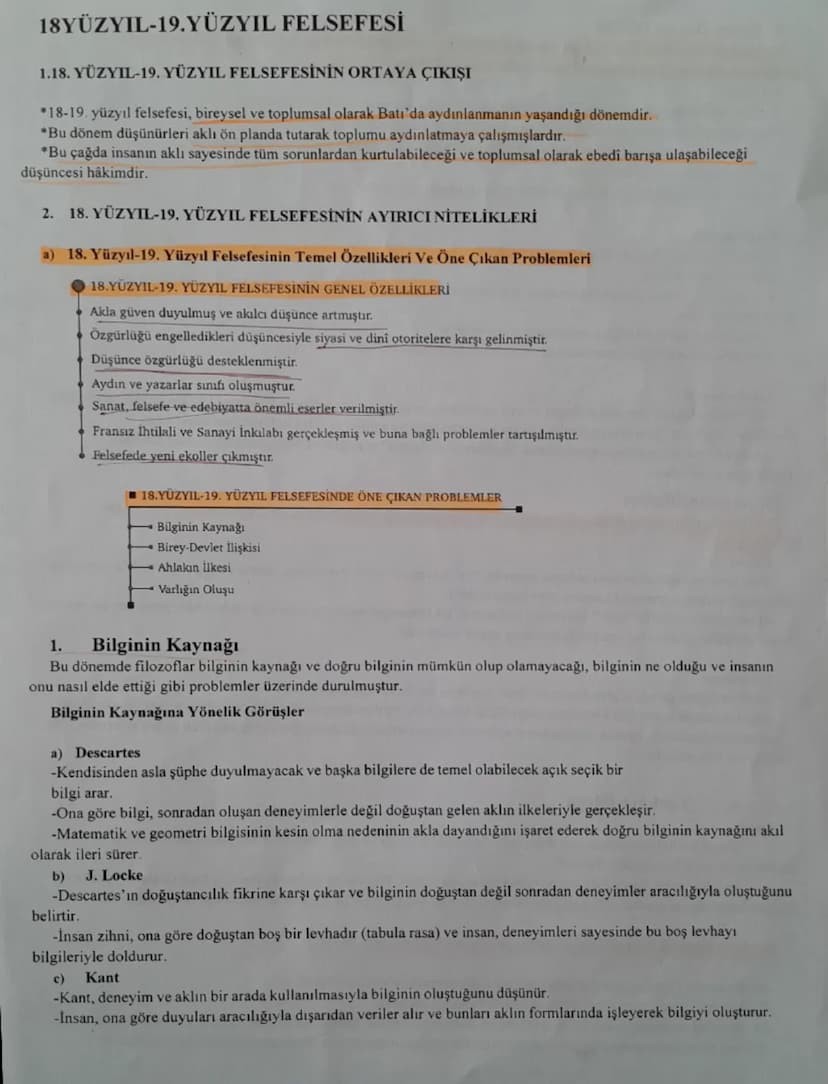 18YÜZYIL-19. YÜZYIL FELSEFESİ
1.18. YÜZYIL-19. YÜZYIL FELSEFESİNİN ORTAYA ÇIKIŞI
*18-19. yüzyıl felsefesi, bireysel ve toplumsal olarak Batı