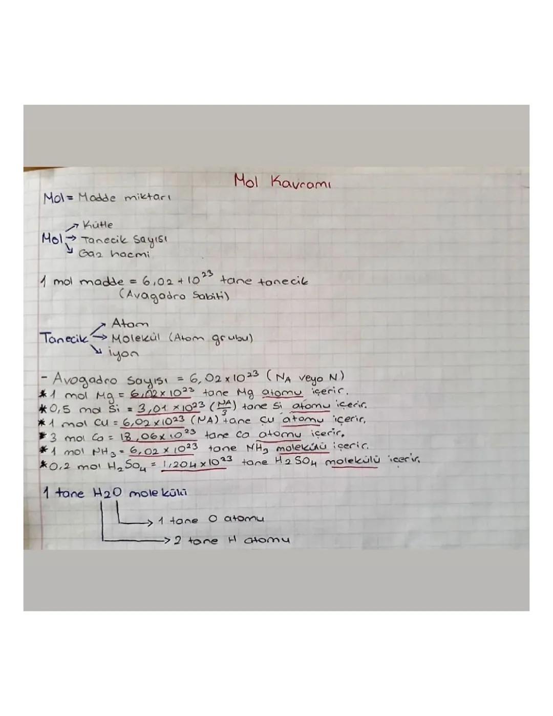 MOL KAVRAMI 10 SINIF KIMYA
