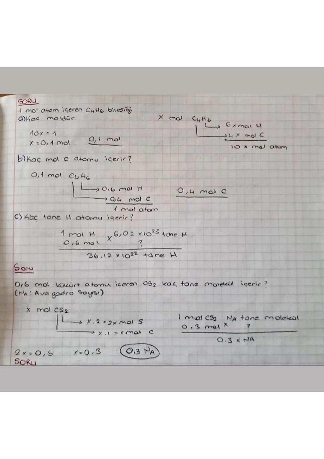 Mol Kavrami
Mol Madde miktarı
Kütle
Tanecik Sayısı
Gaz hacmi
Mol
1 mol madde
=
6,02 + 1023 tane tonecik
(Avagadro Sabiti)
Atom
Tanecik
*1 mo