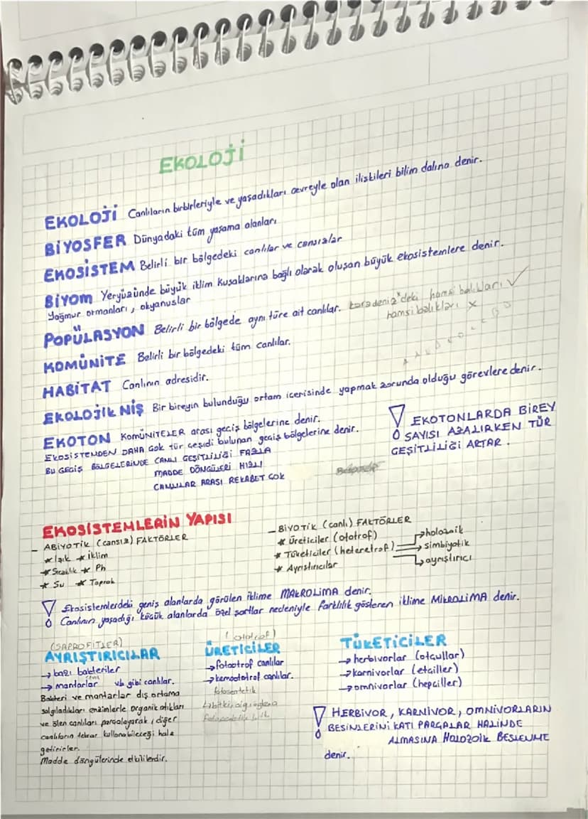 EKOLOJI
EKOLOJİ Canlıların birbirleriyle ve yaşadıkları devreyle olan ilişkileri bilim dalına denir.
BIYOSFER Dünyadaki tüm yaşama
alanlar
E