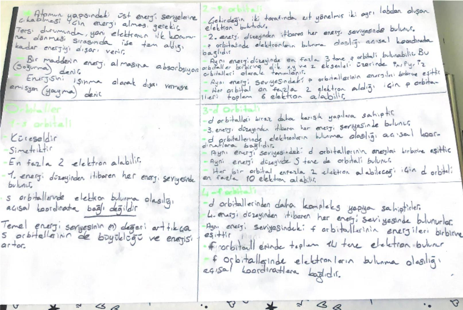 - Atomun yapısındaki üst enerji seviyelerine çıkabilmesi için enerji alması gerekir.
- Tersi durumunda, yani elektronun ilk konumuna dönmesi
